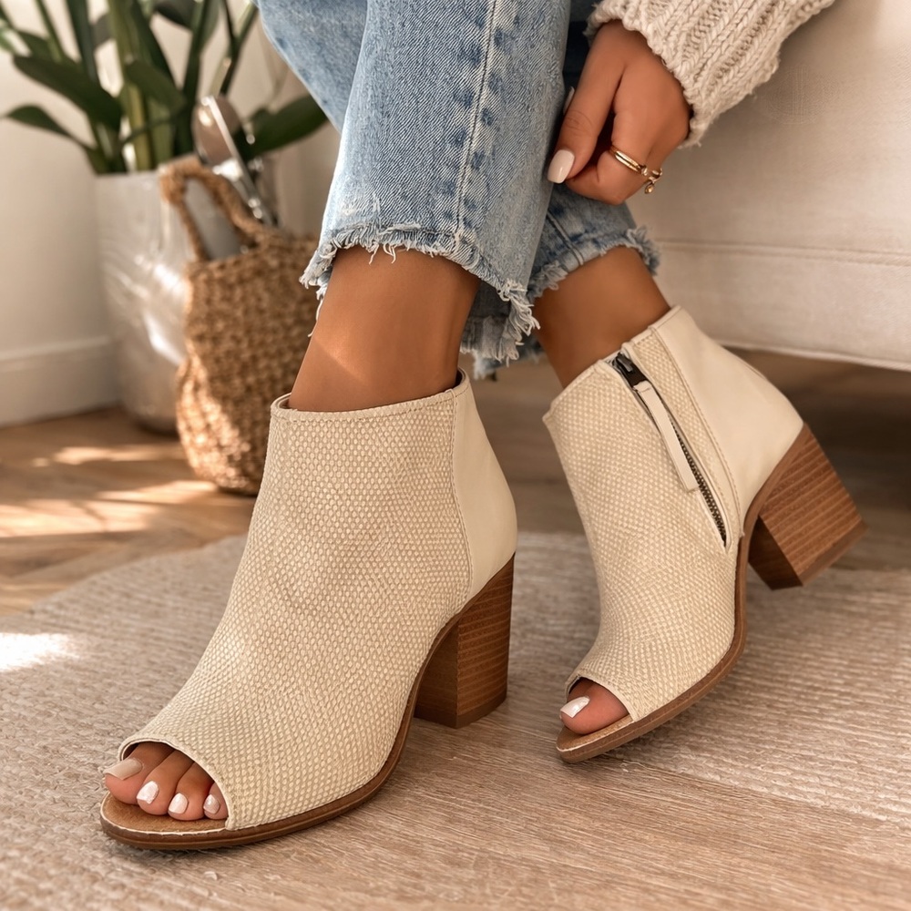 Toms Buff Open-Toe Ankle Booties